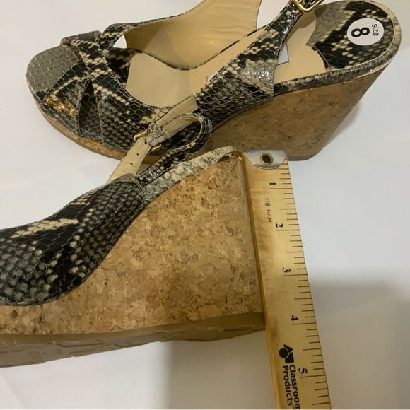 Jimmy Choo made in Spain crocodile leather Peeptoe cork wedge heel wedges Sandal - Picture 8 of 8